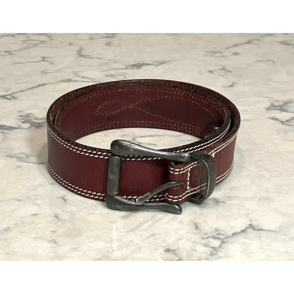 Leonardo Red Italian Leather Belt‎ Western 75/90, 1